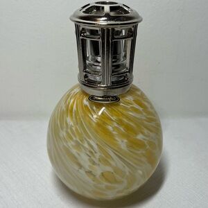 Vintage Yellow and White Glass Swirl Fragrance Lamp. Thailand. Never used